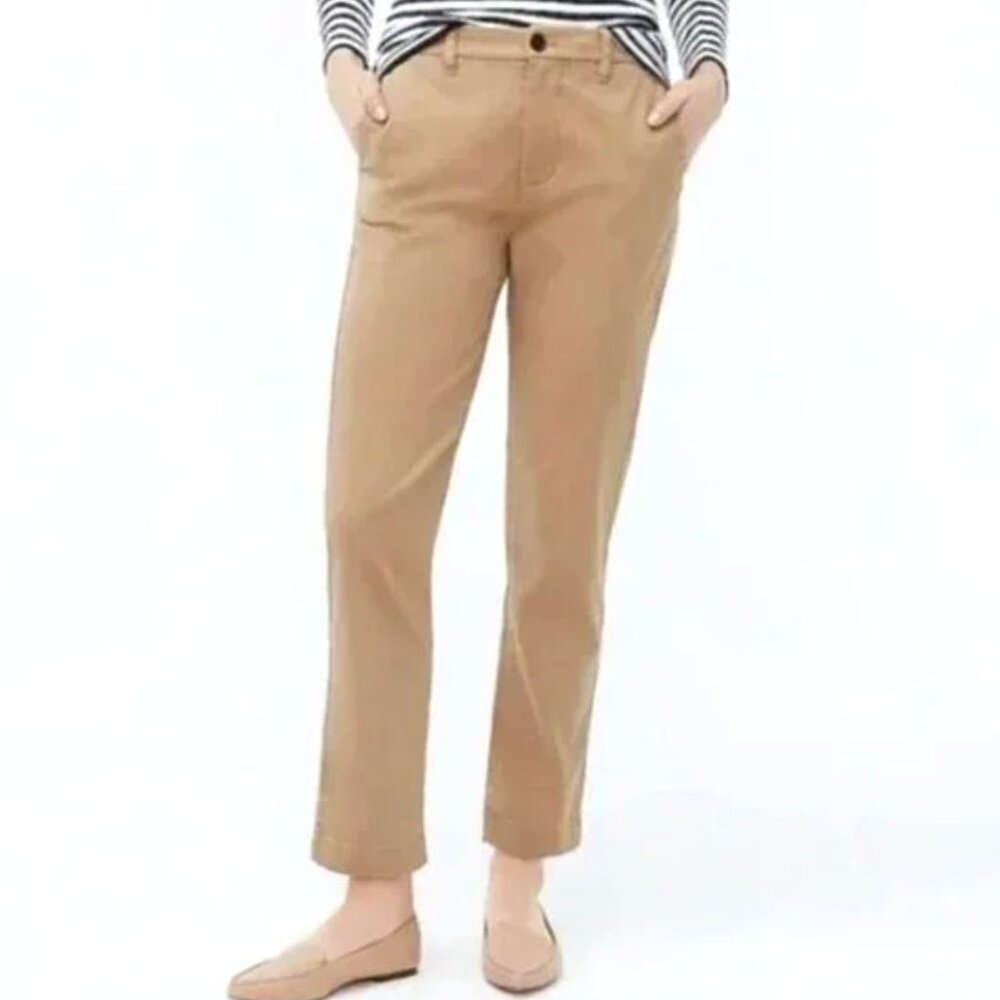 J. Crew Pants Women's Size 0 Tan Frankie Chino Slim Ankle Stretch #08621 Preppy